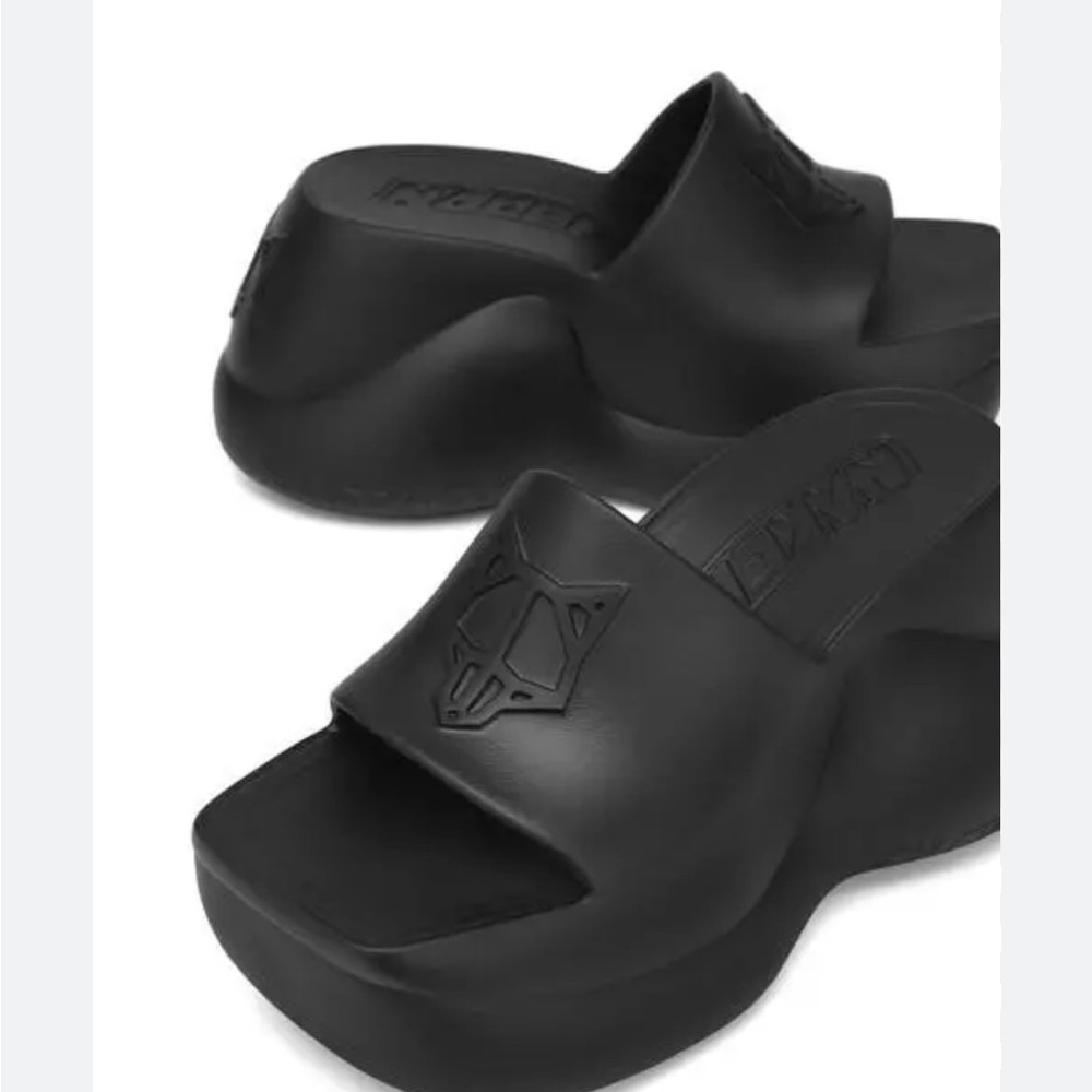 Naked Wolfe Black Platform Slides